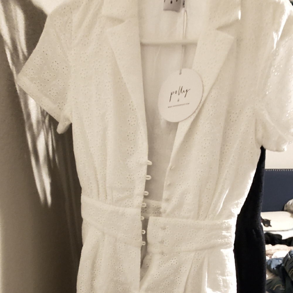 White Lace Princess Polly Romper